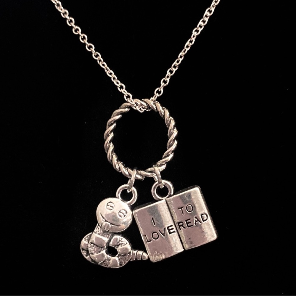 Book Worm Charm Necklace I Love To Read
